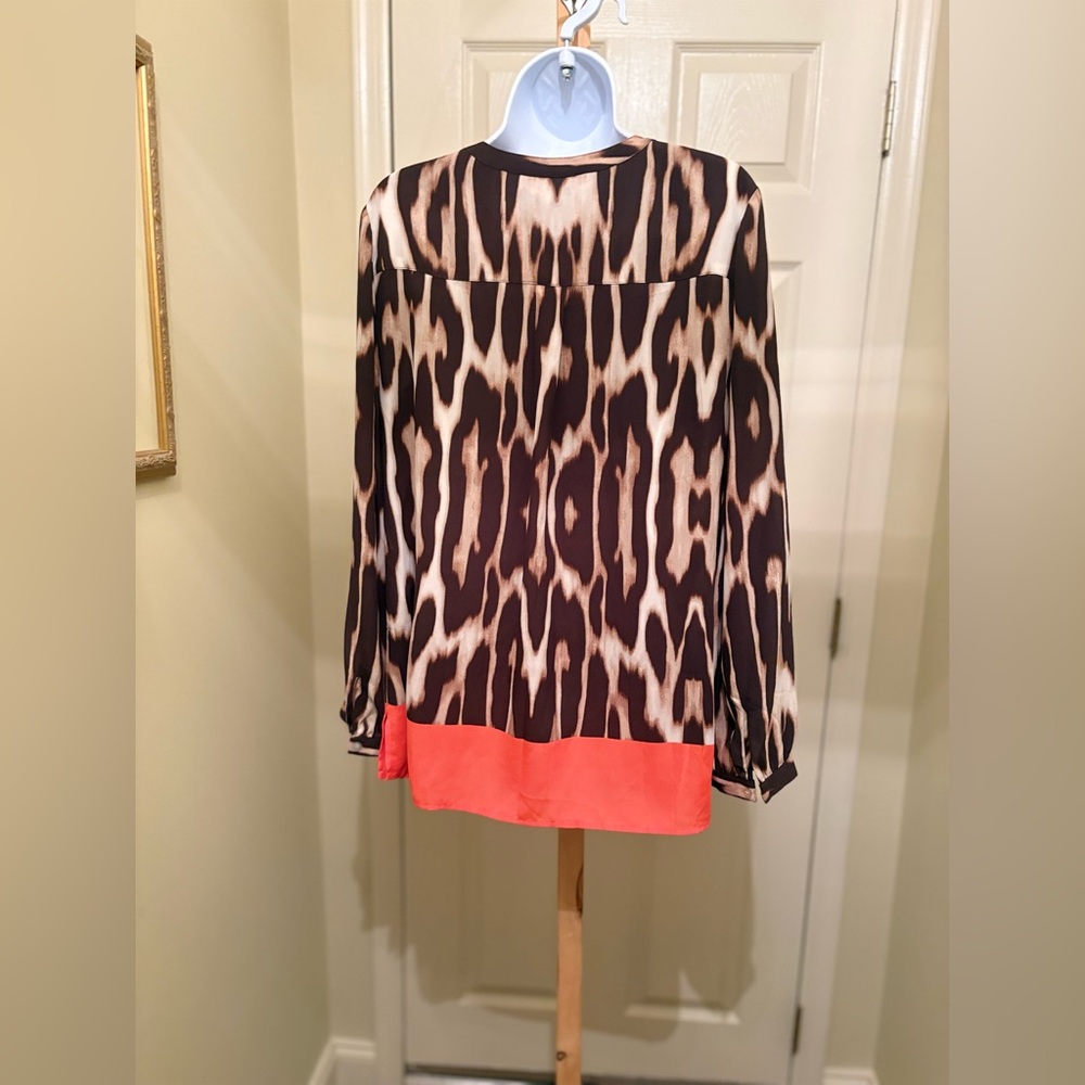 Chico's Brown and Coral Animal Print Tunic Top - Picture 2 of 11